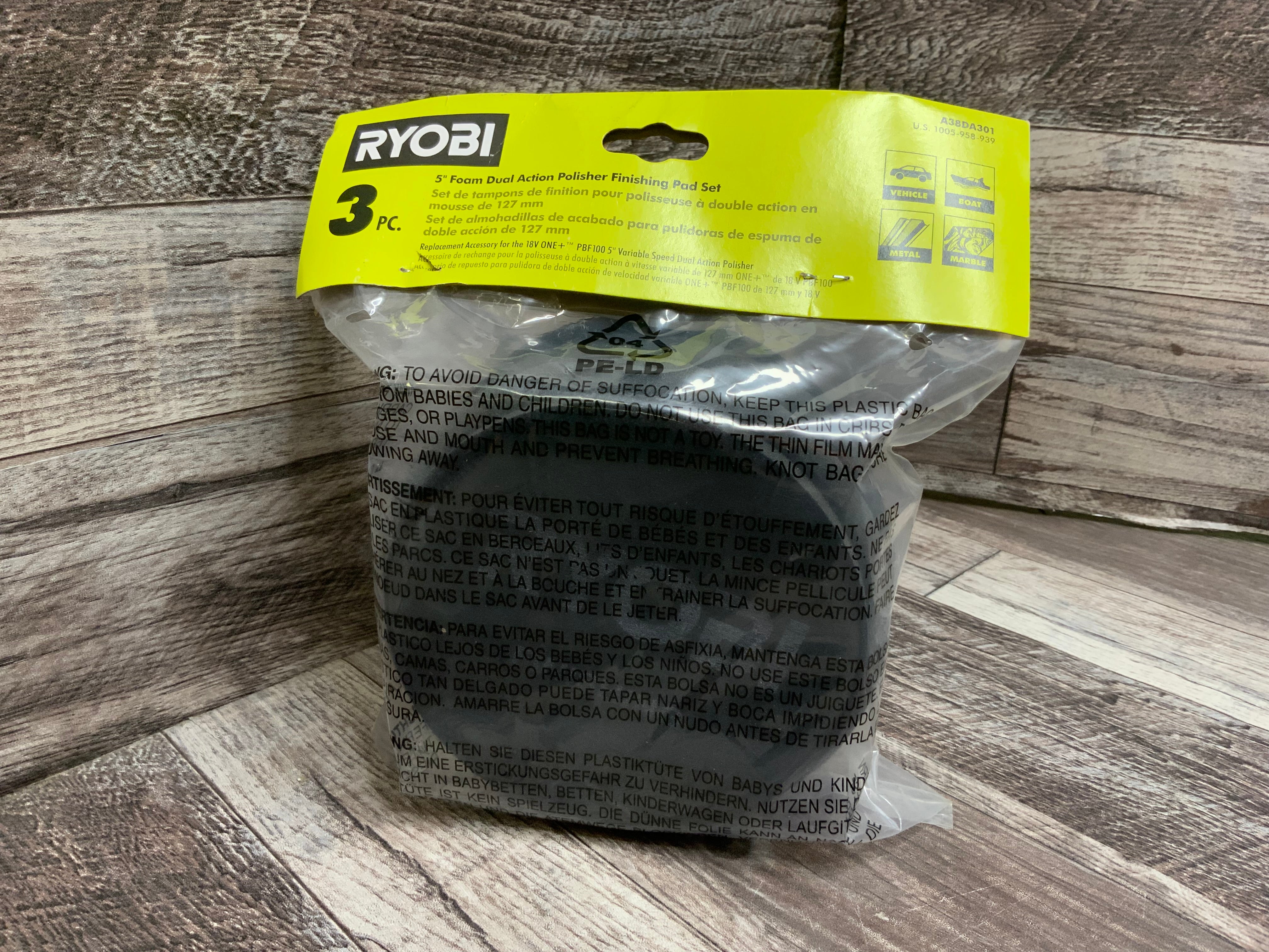 Ryobi 5 Inch Foam Dual Action Polisher Correcting Pad 3 Piece Set (8130583429358)